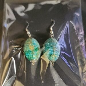 Elegant Blue and Gold Dangle Earrings
